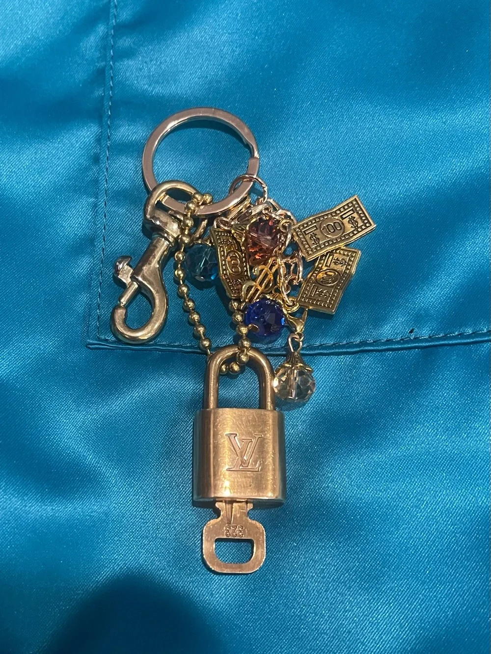 #22 Choice of 1 Key/Bag Charm -Tone Padlock Key Charms with Various Accents